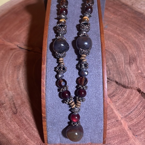 Unique Bronze Earth Toned Beaded Necklace - Picture 2 of 8
